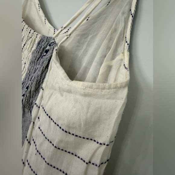 SAYLOR women’s large navy white tassel fringe maxi spaghetti strap maxi dress - Picture 7 of 9